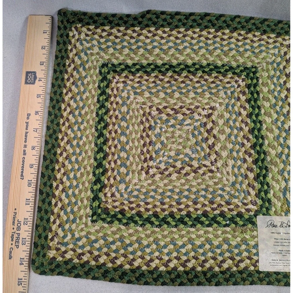 Park B. Smith Braided Placemats  OS Green EXCELLENT Cotton Farmhouse Set 4